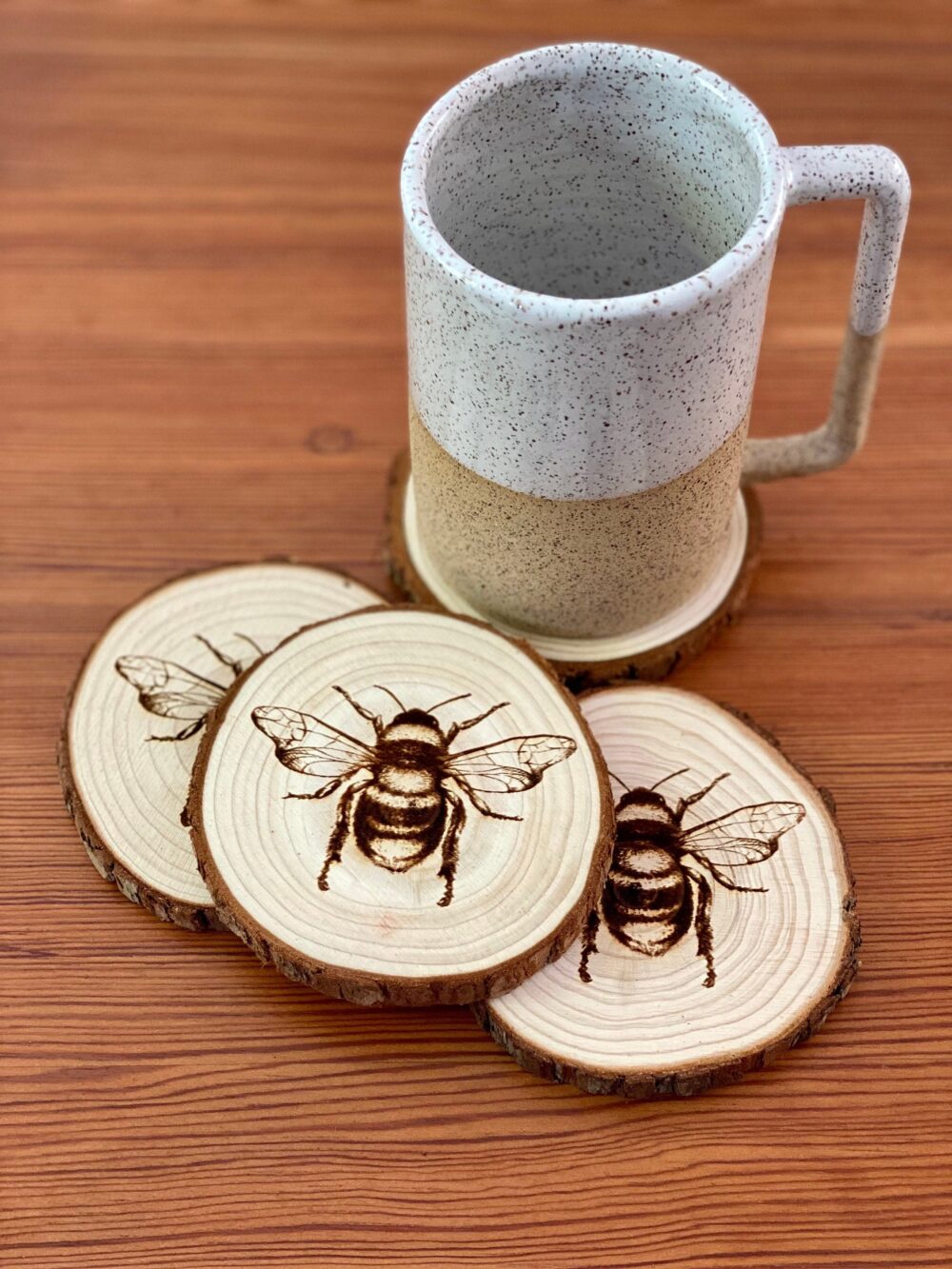 Bee Wood Wedding Favors - Engraved Wooden Honey