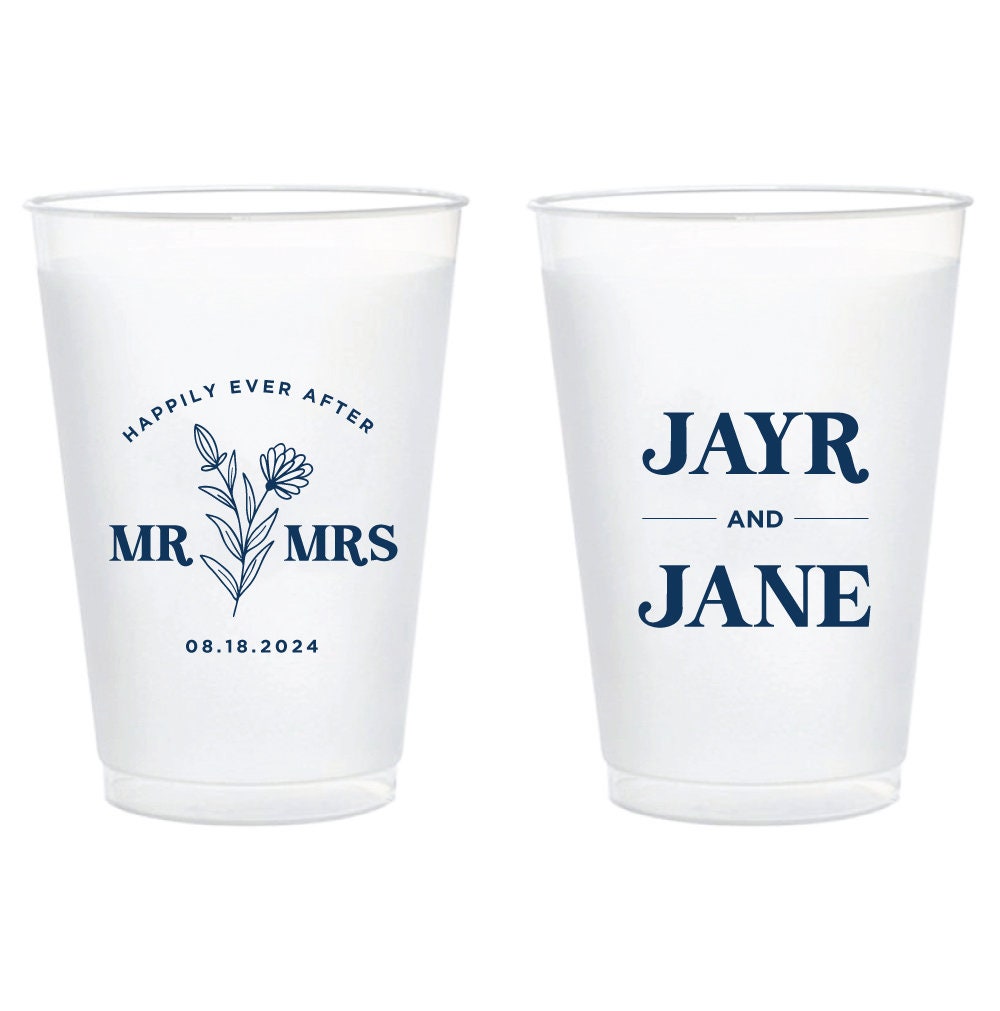 Custom Frosted Cup Wedding Favors, Personalized Cups, Customized Plastic Cups Favor