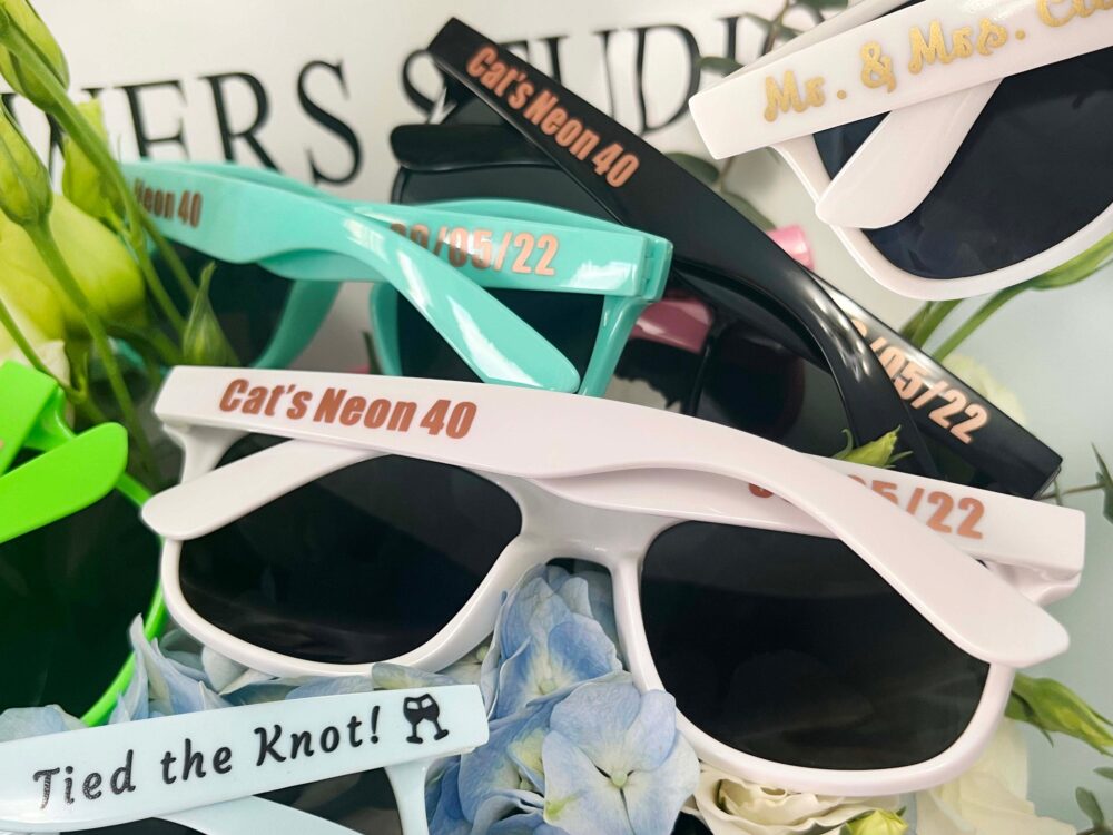 Personalized Printed Custom Sunglasses Destination Wedding Favors For Guests Bulk Hen Party Birthday Quinceanera Graduation Gifts
