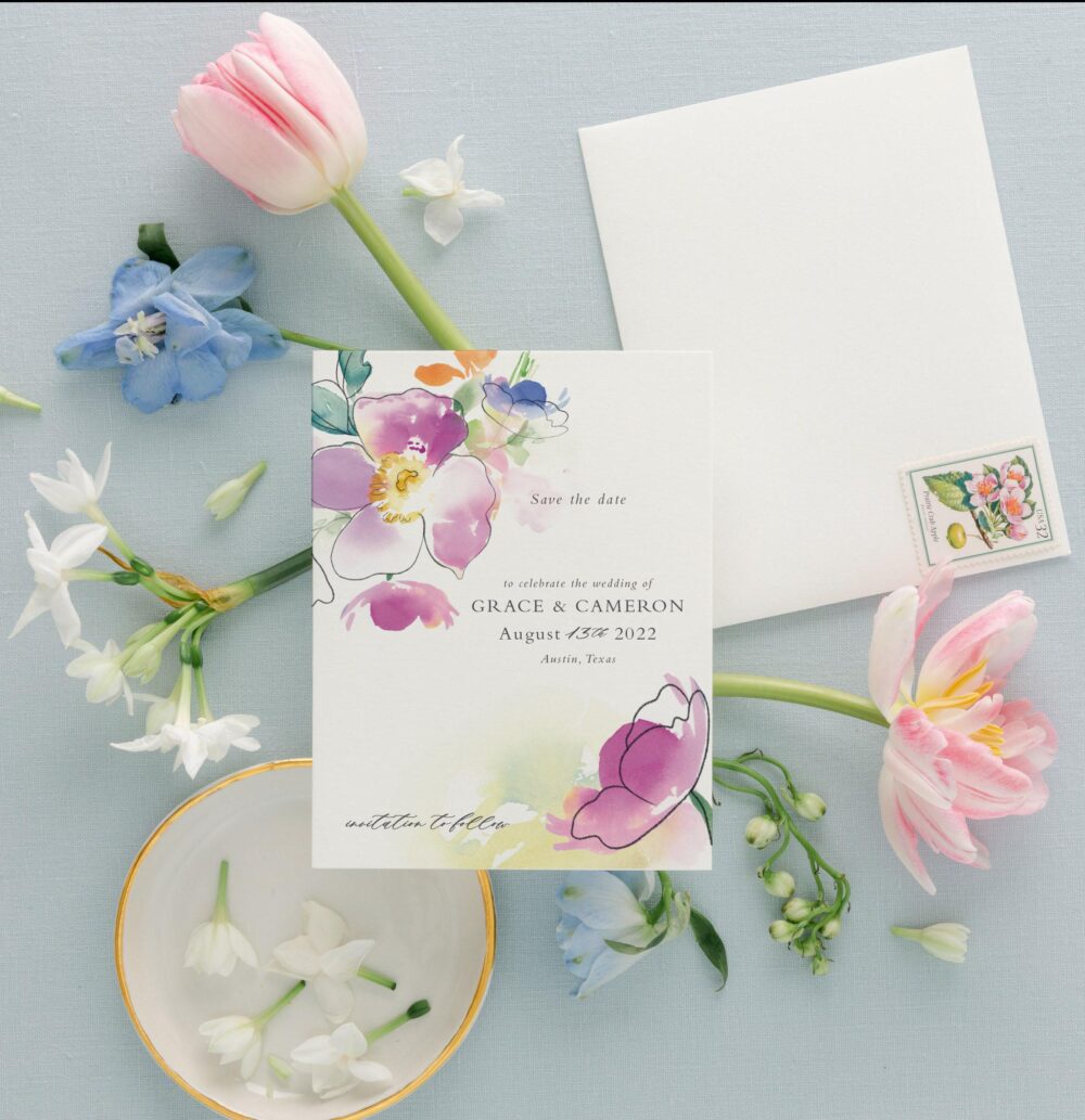 Classic Summer Floral Save The Date Card | Grace