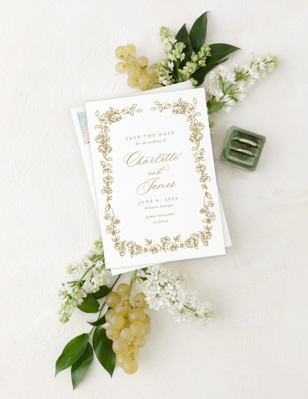 Floral Frame Save The Date For Wedding, Printed Dates, Classic Wedding Cards | Charlotte