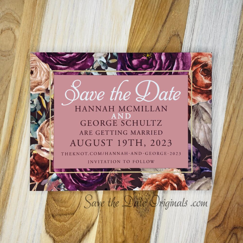 Autumn Boho Flowers Wedding Save The Date Card