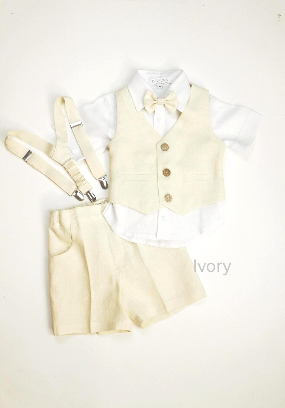 Boys Baptism Outfit | Toddler Ring Bearer Suit With Shirt, Vest & Suspenders Wedding 2Y-9Y Page Boys Outfit