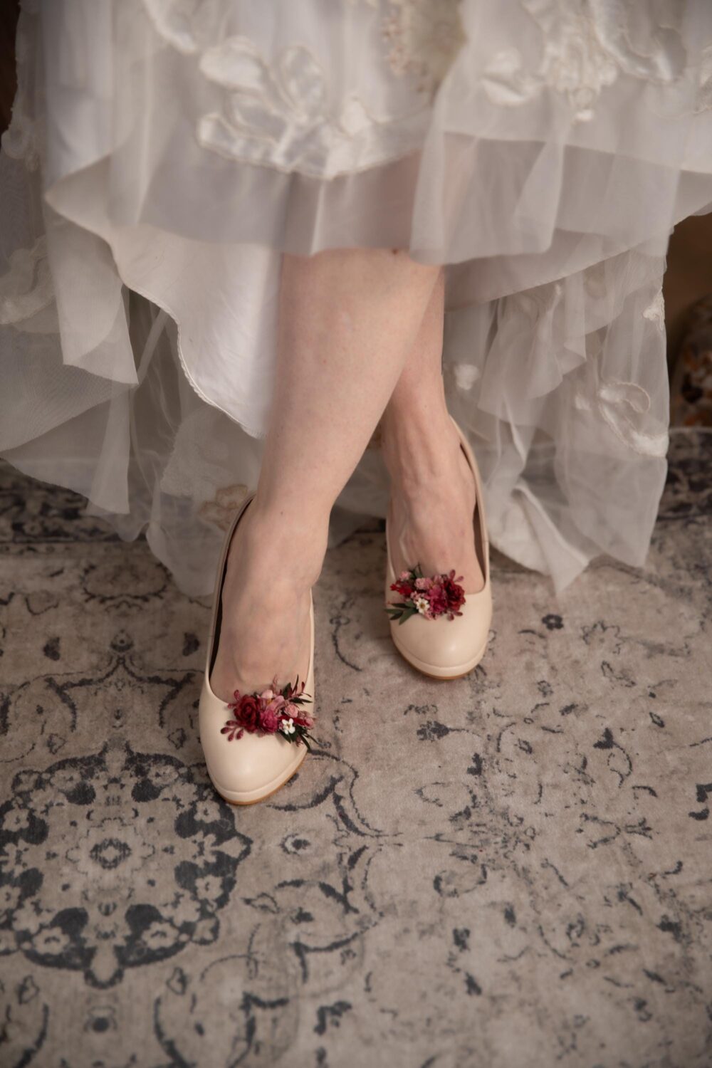 Burgundy Flower Shoe Clips & Pink Flowers Summer Wedding Floral Decoration For Shoes High Heels Bridal Magaela