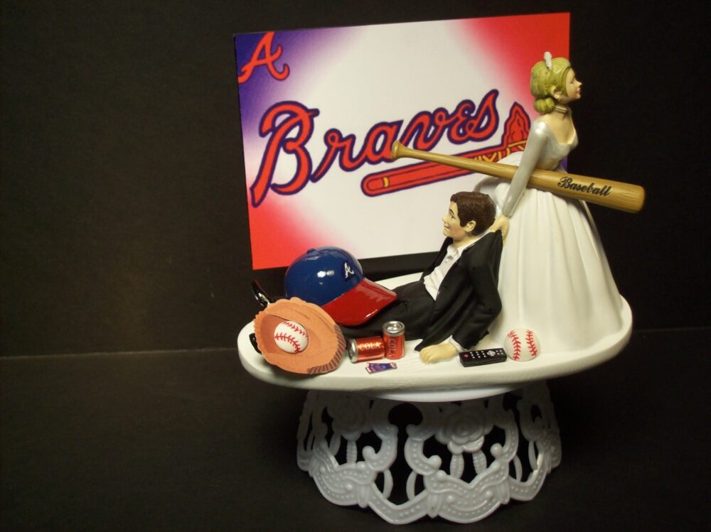 Atlanta Braves Baseball Bride & Groom Wedding Cake Topper Sports Funny Georgia