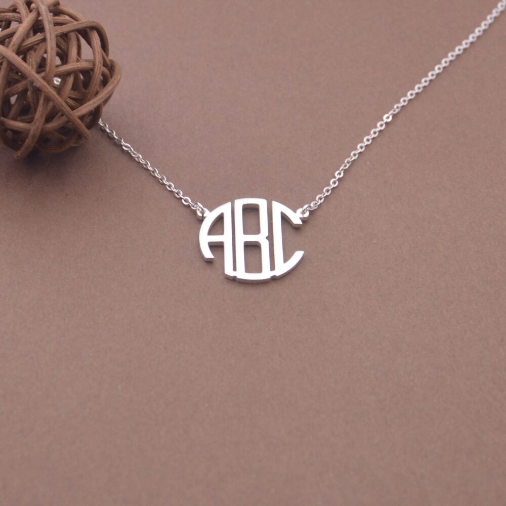 Monogram Initials Necklace-Personalized Monogrammed Bridesmaid Gifts-Wedding Gift