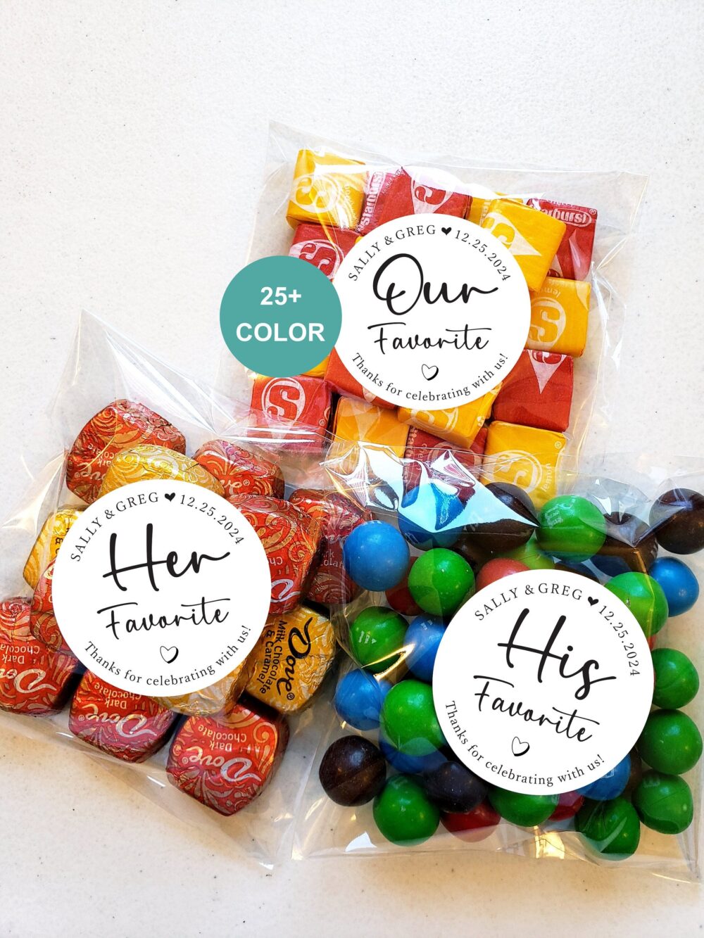 20 His Her Our Wedding Favors Stickers & Bags, Favorite Sticker, Favor Label, Favorite