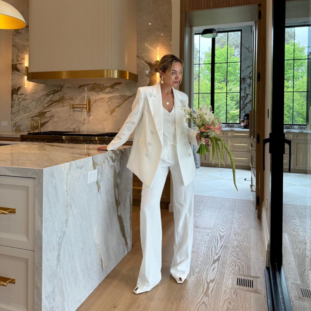 3-Piece Women's White Pantsuit Sorento.bridal Suit. Wedding Pantsuit.white Three-Piece Suit.women Suit