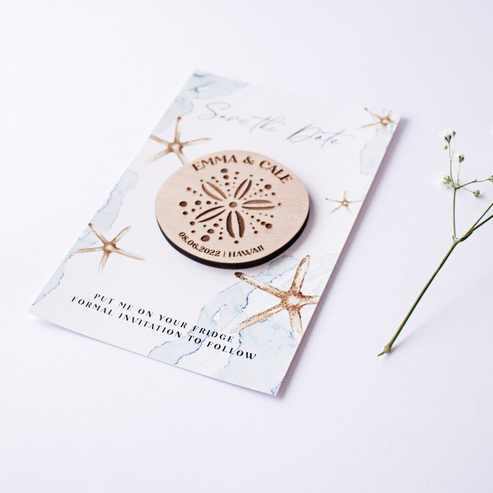 Sand Dollar Personalized Save The Date Magnet, Nautical Wedding Favor, Beach Magnet, Favor Beach Save Date