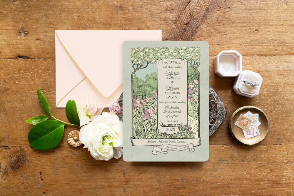 Vintage Wedding Invitations, Lavender, Blush & Sage Stationery, Garden Invitations - Storybook