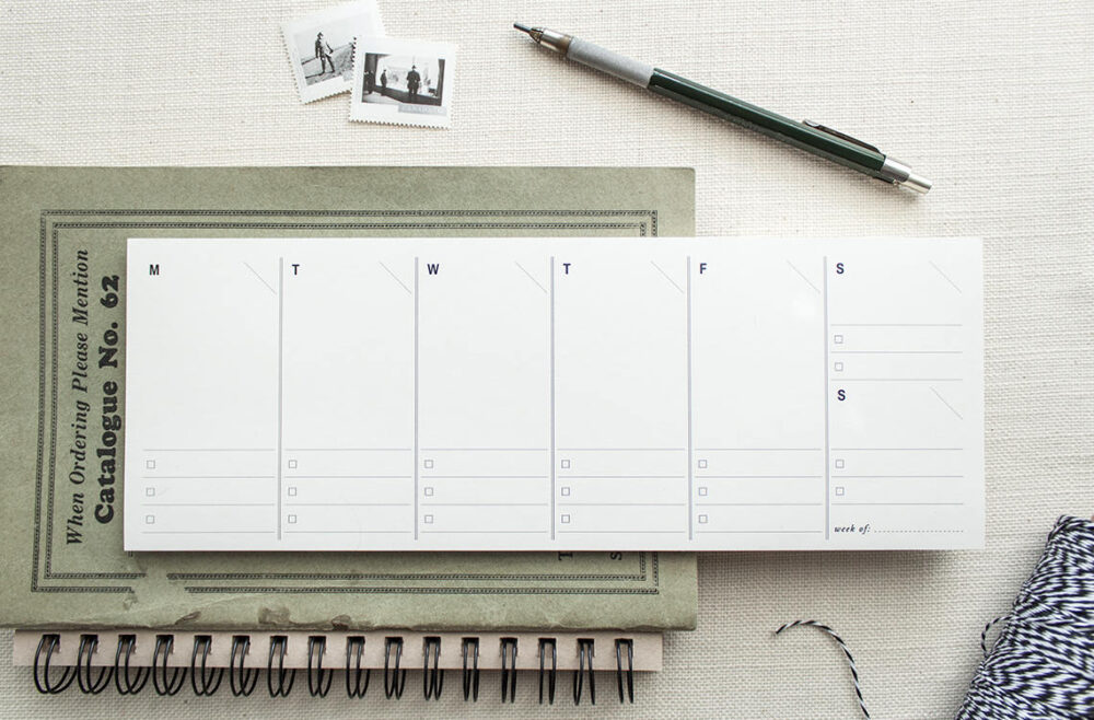 Weekly Planner Paper Notepad - Off-White | Modern Vintage Inspired Stationery