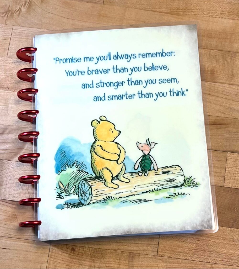 Front & Back Cover Set Pooh & Piglet Inspirational Quote 4 Use W Classic/Minihappy Planner/Tul/Erin Condren | Lp/A5Coil/A5Ring/A5 Filofax~