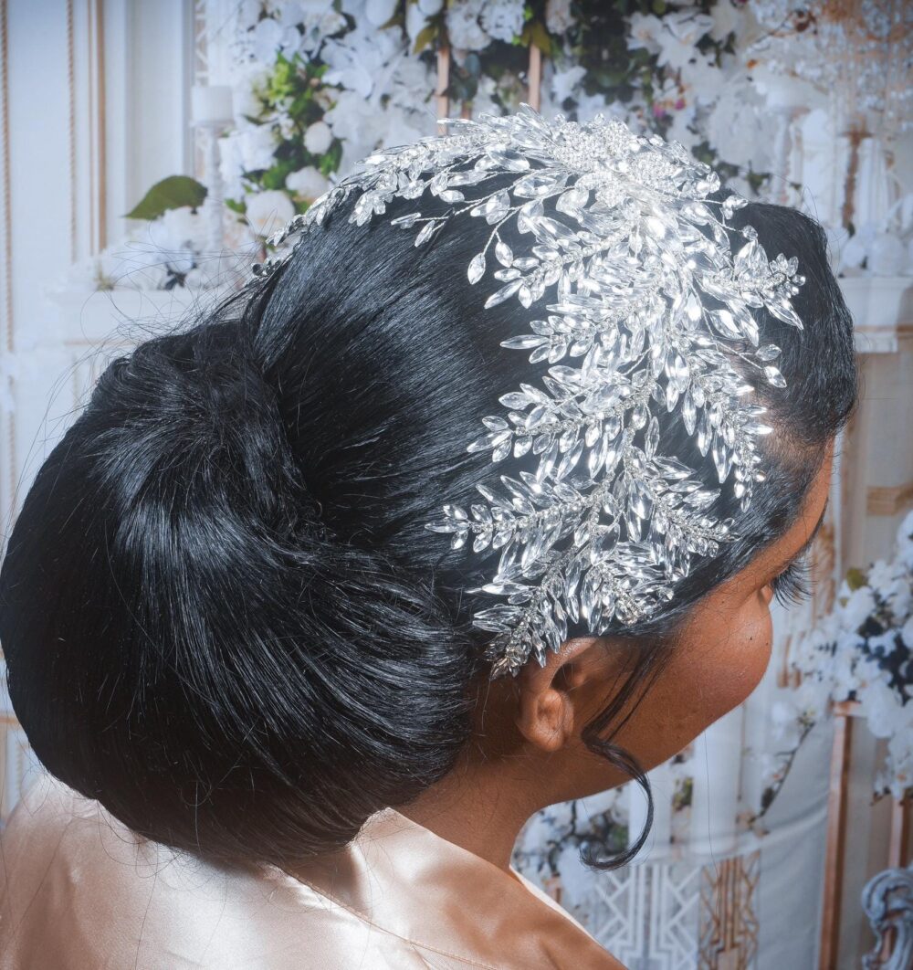 Crystal Headband Wedding Headpiece Large Rhinestone Hair Piece Silver Bridal Piece Vine Statement