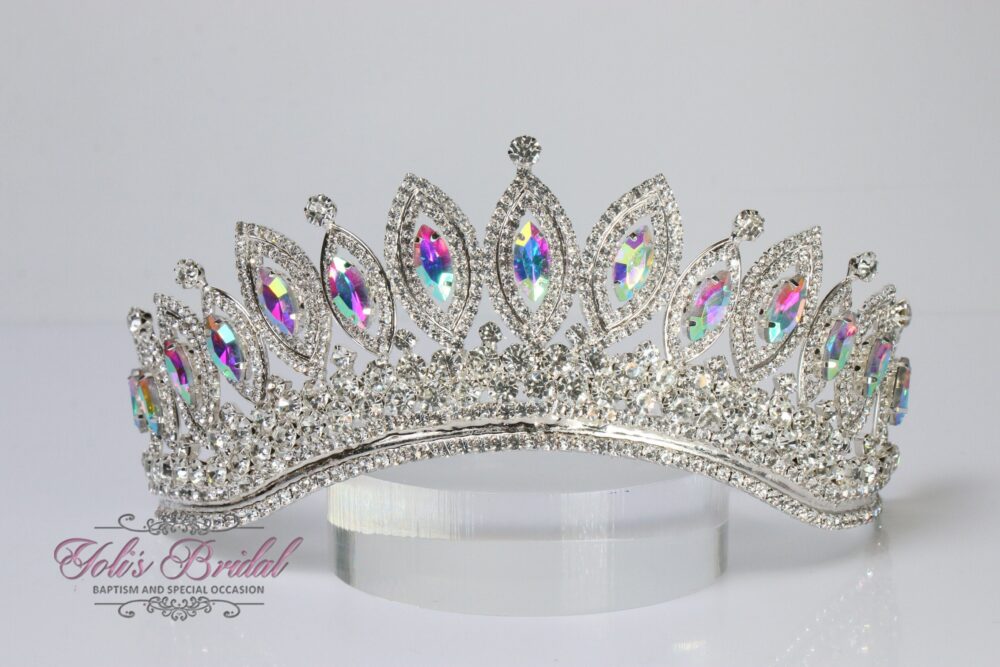 Fast Shipping Beautiful Silver Ab Girl Tiara, Crystals Crown, Princess Communion Little Crystal Tiara