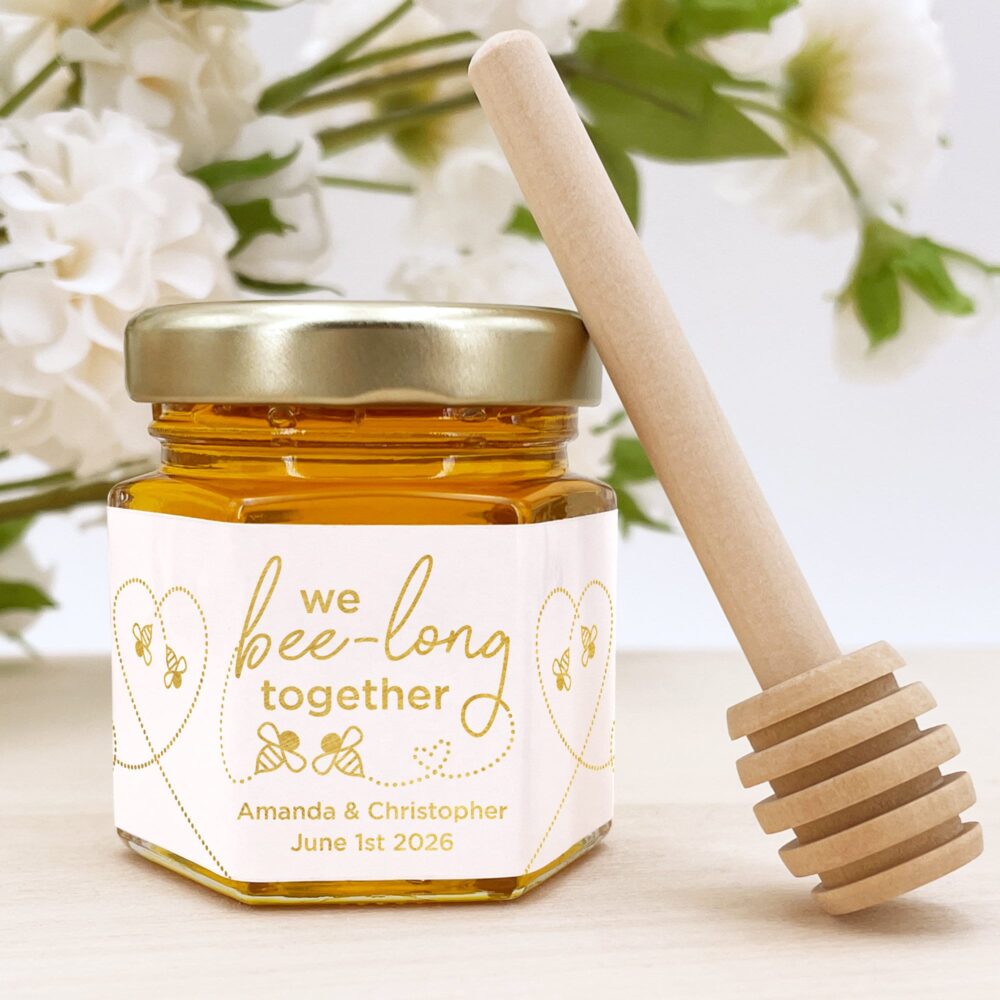 Honey Wedding Favors, Bee Themed Bridal Shower, Shower Mini Jars, Meant To Bee, Real Foil Design