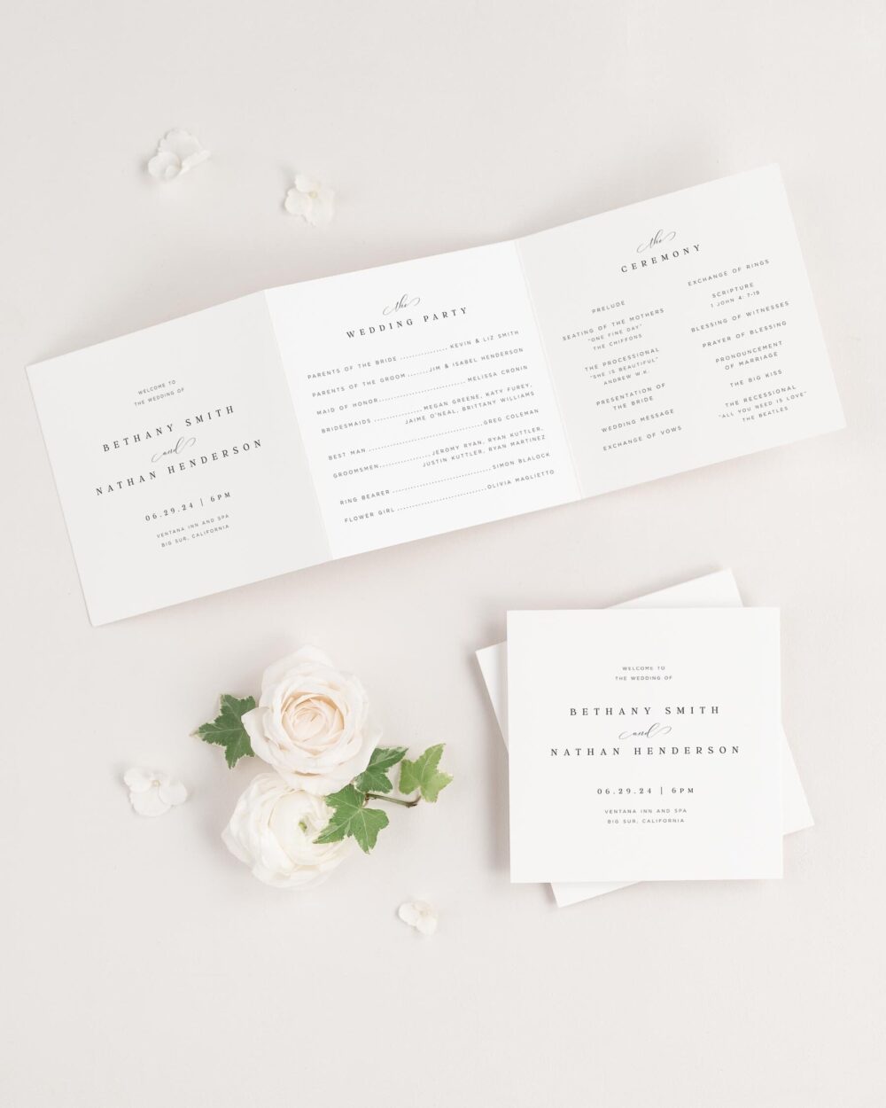 Bethany Wedding Programs - Deposit Ceremony Program Event Booklet Square Flat