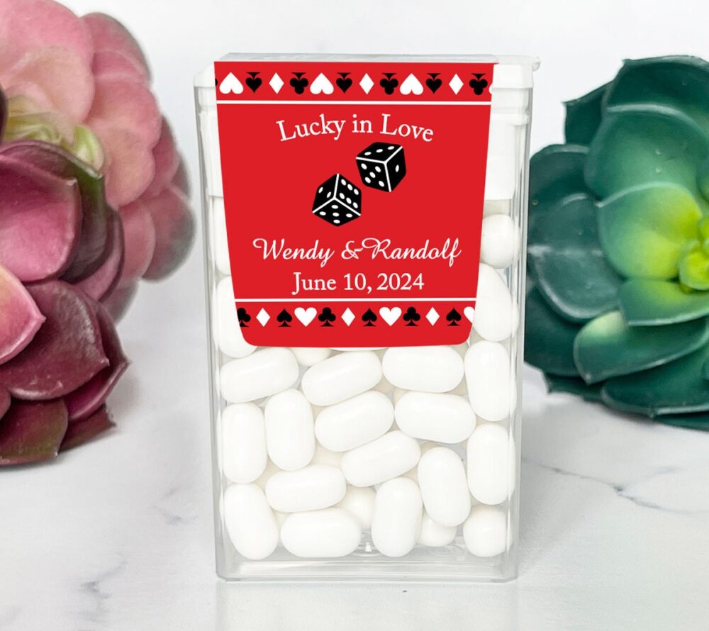 Personalized 12 Pieces Tic Tac Favors With Candies Lucky in Love Vegas Favors, - Assembled | Mg819