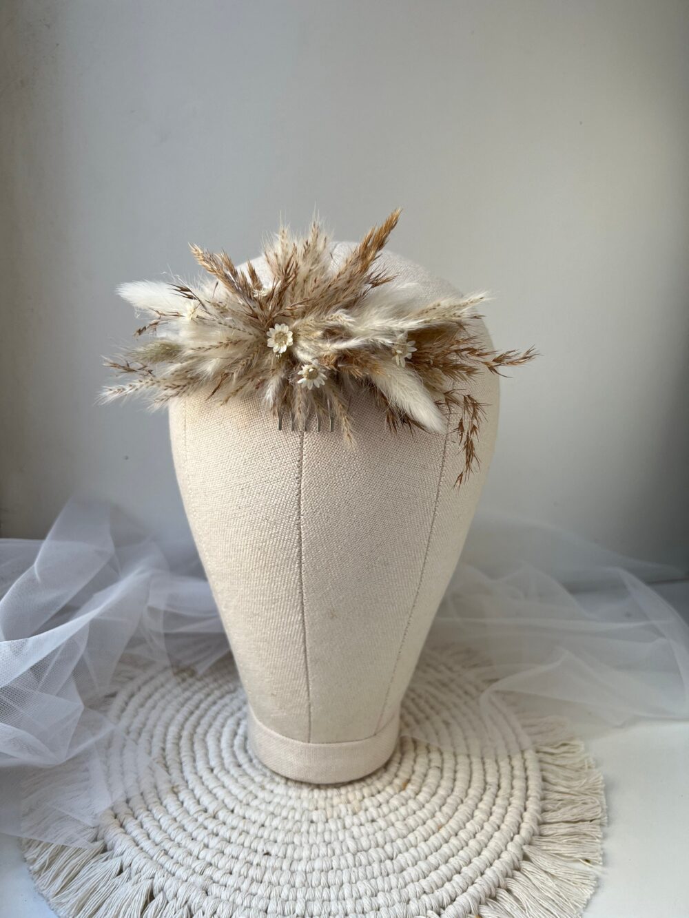 Boho Wedding Headpiece Pampas Grass Hair Piece Dried Flower Accessory Rustic Floral Dried Comb Bridal