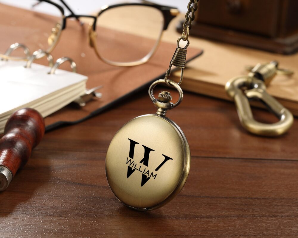 Pocket Watch Gift For Groom, Groomsmen, Best Man, Personalized Husband Anniversary