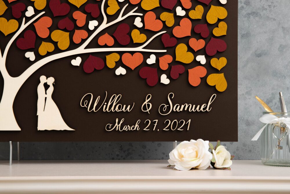 3D Wedding Guest Book Alternative Tree, Fall Wedding, Rustic Book, Custom Gift, Wooden Unique
