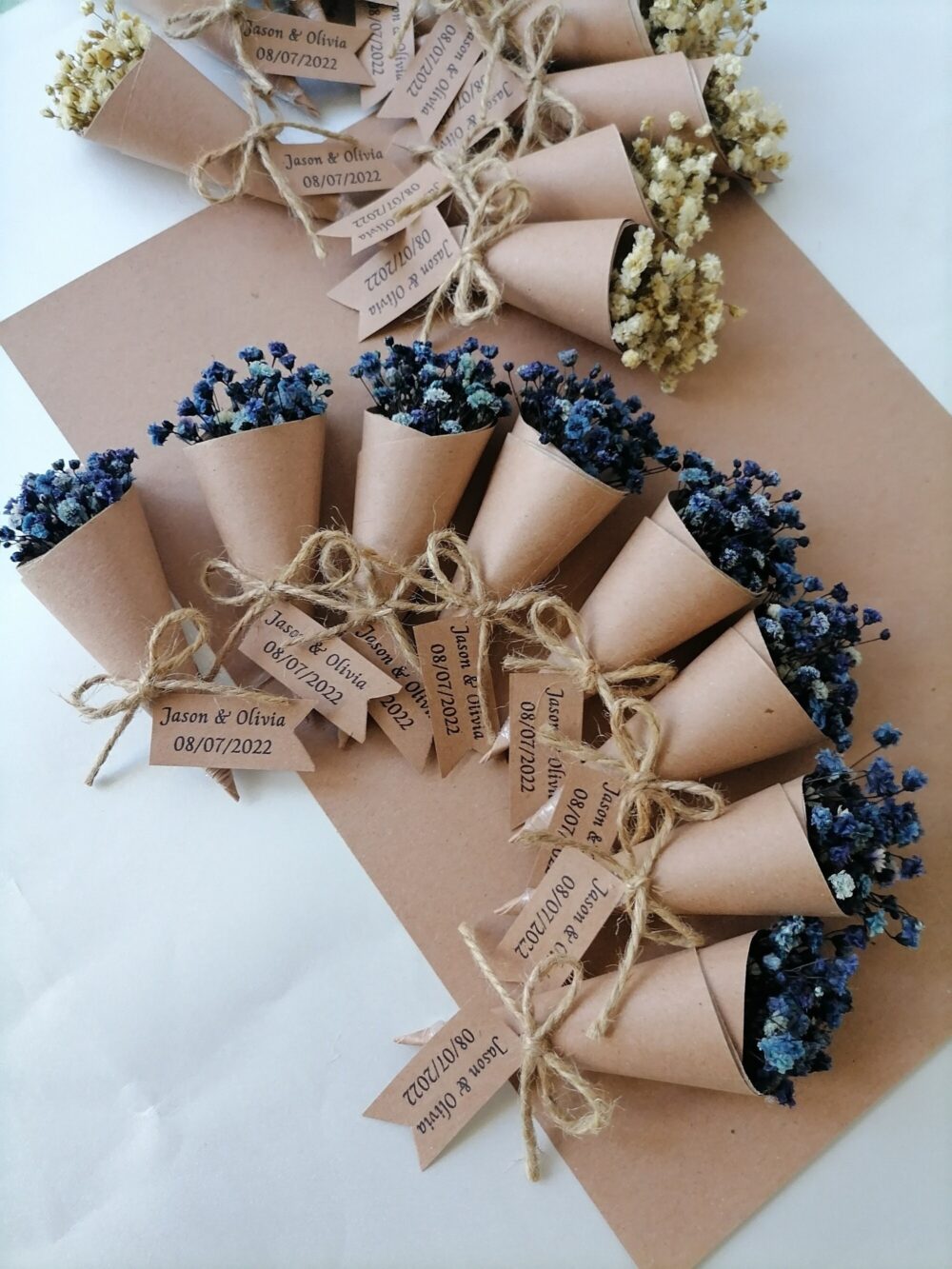 Blue Dried Flower Wedding Favors, Boho Bouquet Favors Mini, Magnet Bulk, Dry For Guests, Rustic