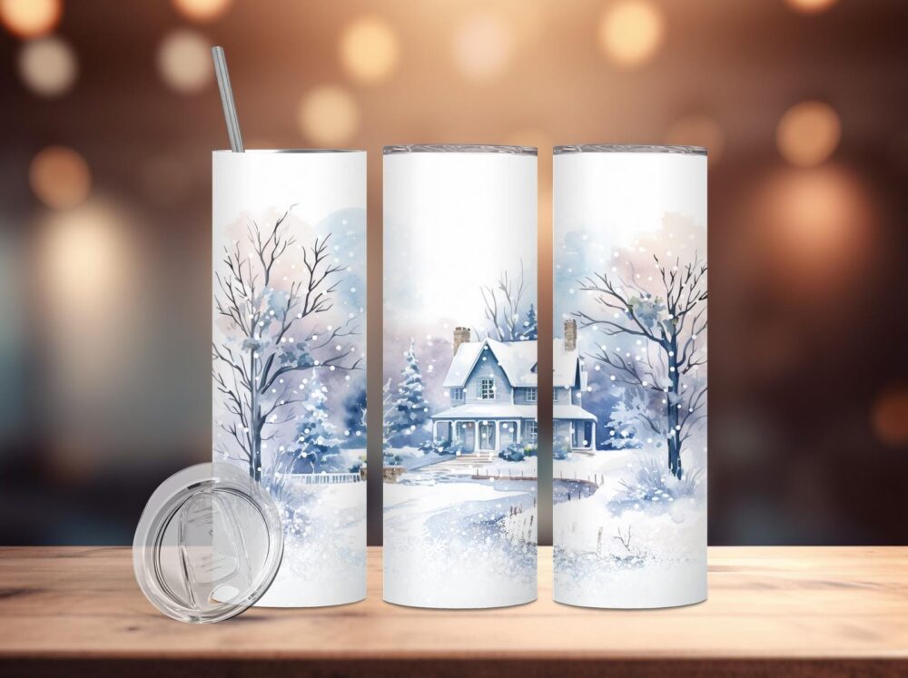 Winter Home Stainless Steel Tumbler, Personalized Gift, 20 Or 30 Oz, Gift For Christmas