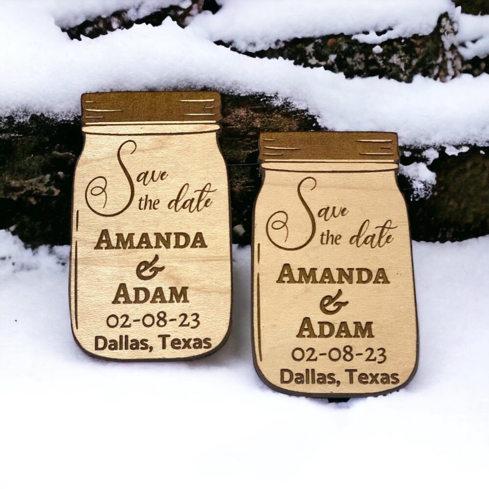 Mason Jar Save The Date Magnet, Wedding Favor, Favor Magnet Primitive Country