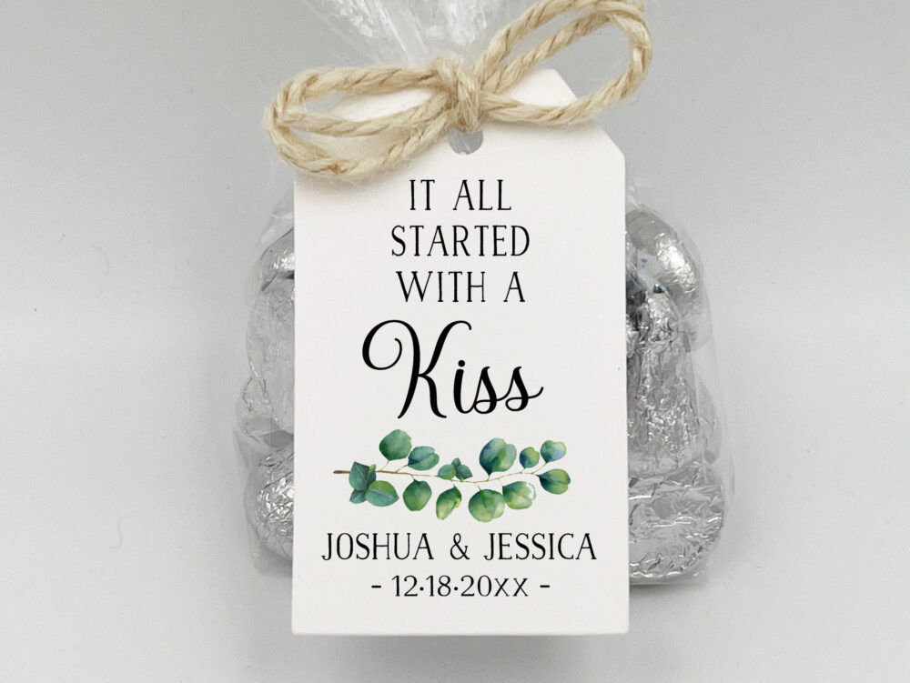 Rehearsal Dinner Favor Kit | It All Started With A Kiss Wedding Favor Kits, Diy Idea-Choice Of 3 Tag Colors