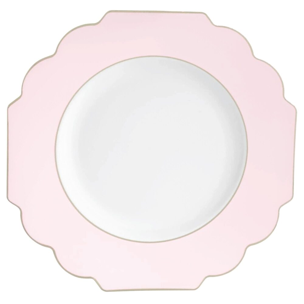 Blush Pink Scalloped Reusable Plastic Dinner Plates 10Ct | Party Decor Princess Birthday Tea Bridal Shower Girl Baby
