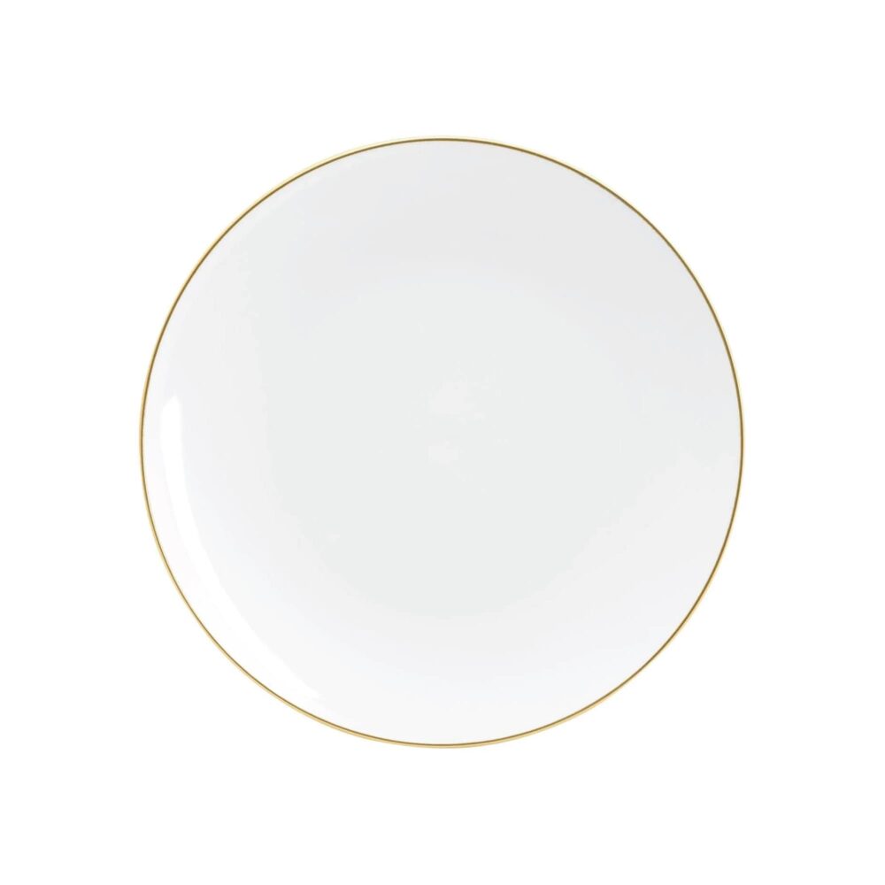 White With Gold Rim Plastic Dessert Plates 10Ct | Baby Shower Bridal Wedding First Birthday Party Anniversary