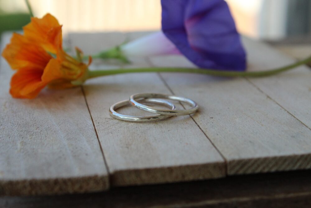 sterling Silver 2mm Hammered Band Ring