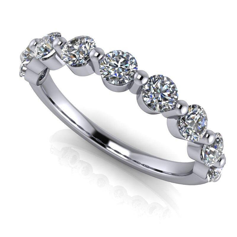 Wedding Band, Stacking Ring, Silver Layering Cz Band 1Ctw