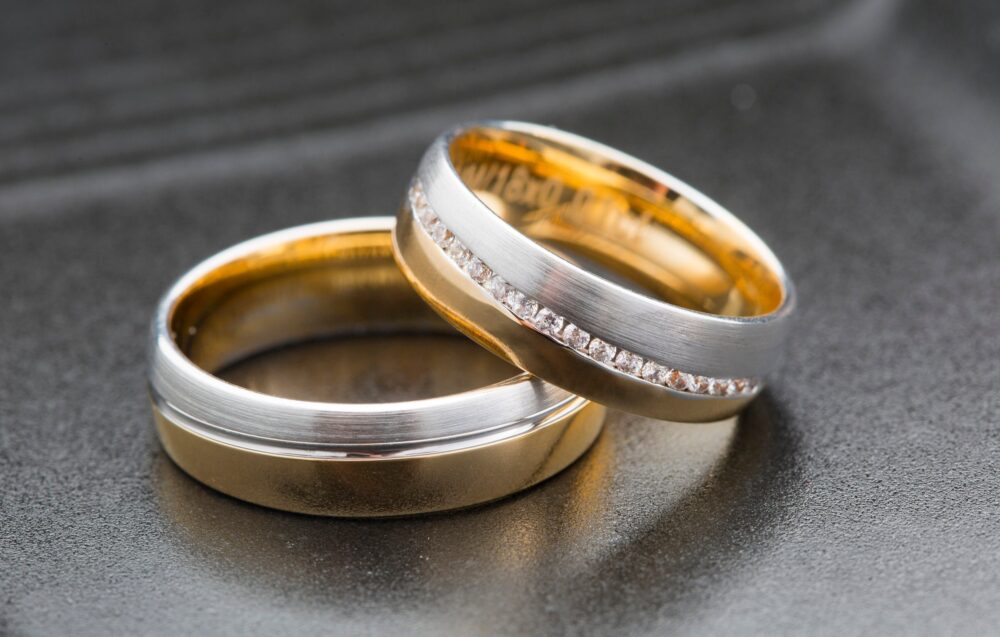 Silver Wedding Band Set, 6mm Mens Rose Sterling Ring, Diamond Women, Band, N31S