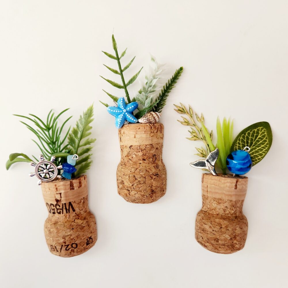 Cute Nautical Fridge Magnets, Set Of 3 Champagne Corks, Fun Cubicle, Dorm, Locker, White Board Gift For Someone Who Loves The Beach