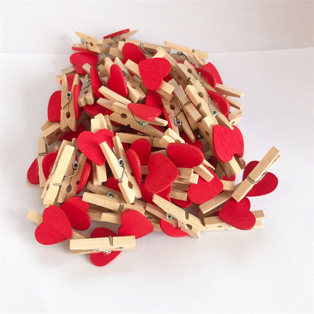 50Pcs Wooden Clips, Love Heart Pegs, Wedding Guest Favors, Craft Pegs Clothespin, Favors For Guests, Bachelorette