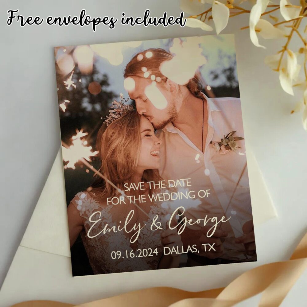 Save The Date Calendar + Free Envelope Morden Our Dates Wedding Invitation Photo Magnet Custom Fridge Gift