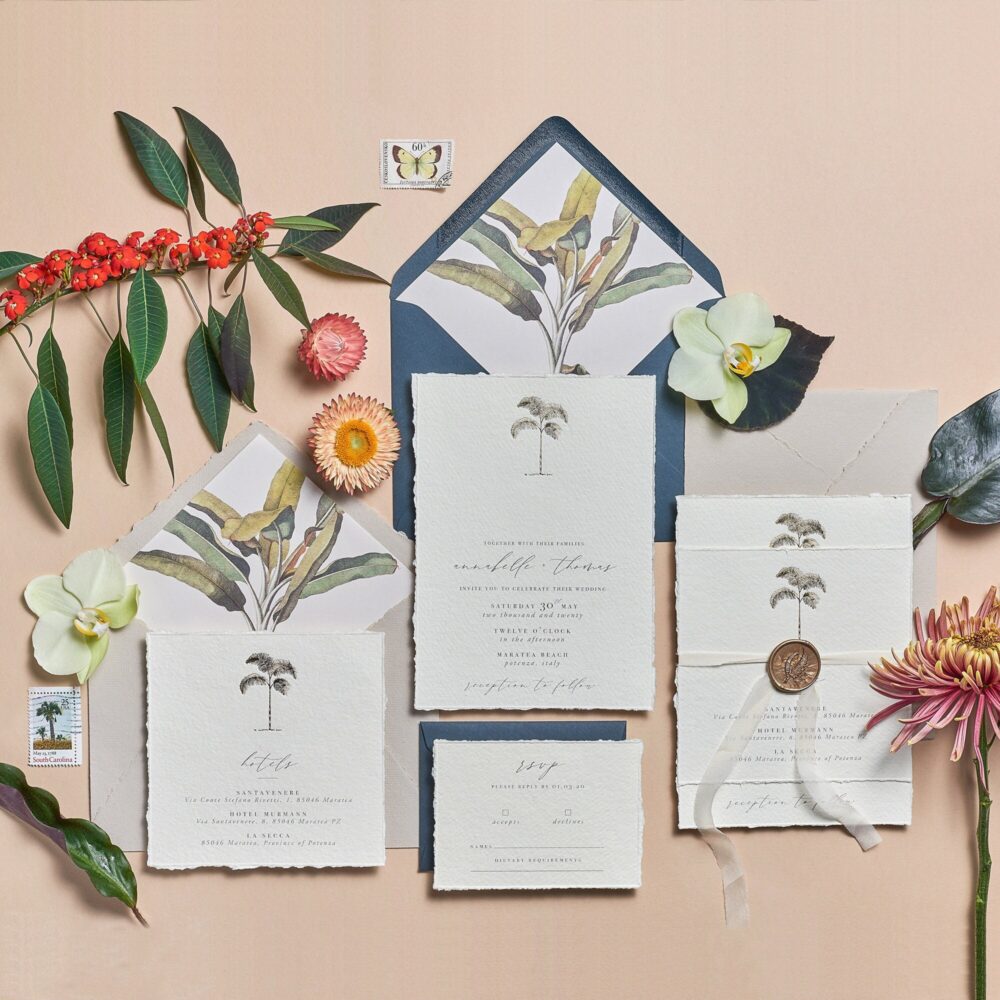 Palm Tree Wedding Invitation/Tropical Invite Beach Destination