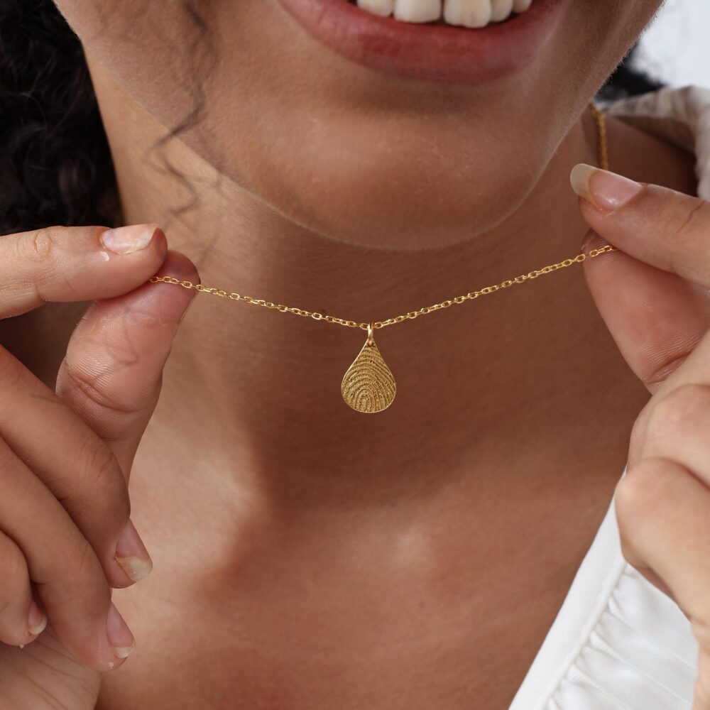 Tear Drop Fingerprint/ Thumbprint Necklace | Signature/ Handwriting Necklace Remembrance Jewelry Mother's Day Gift