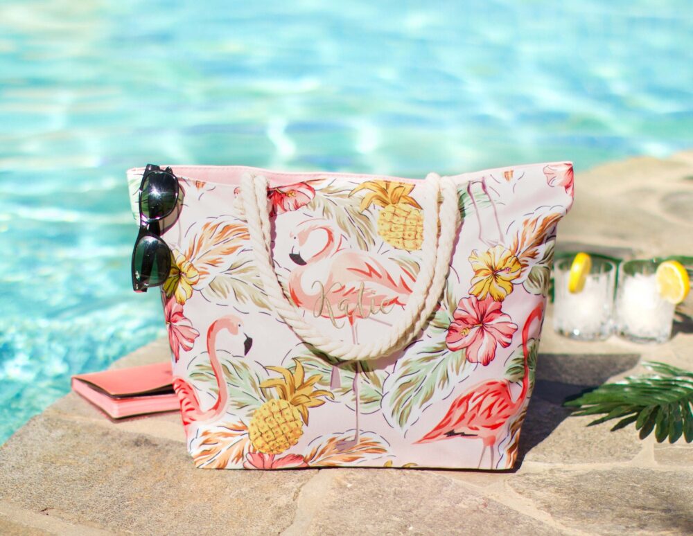 Personalized Beach Tote, Bridesmaids Gift Bag, Bride Squad Bridal Shower Gift, Summer Wedding Bag