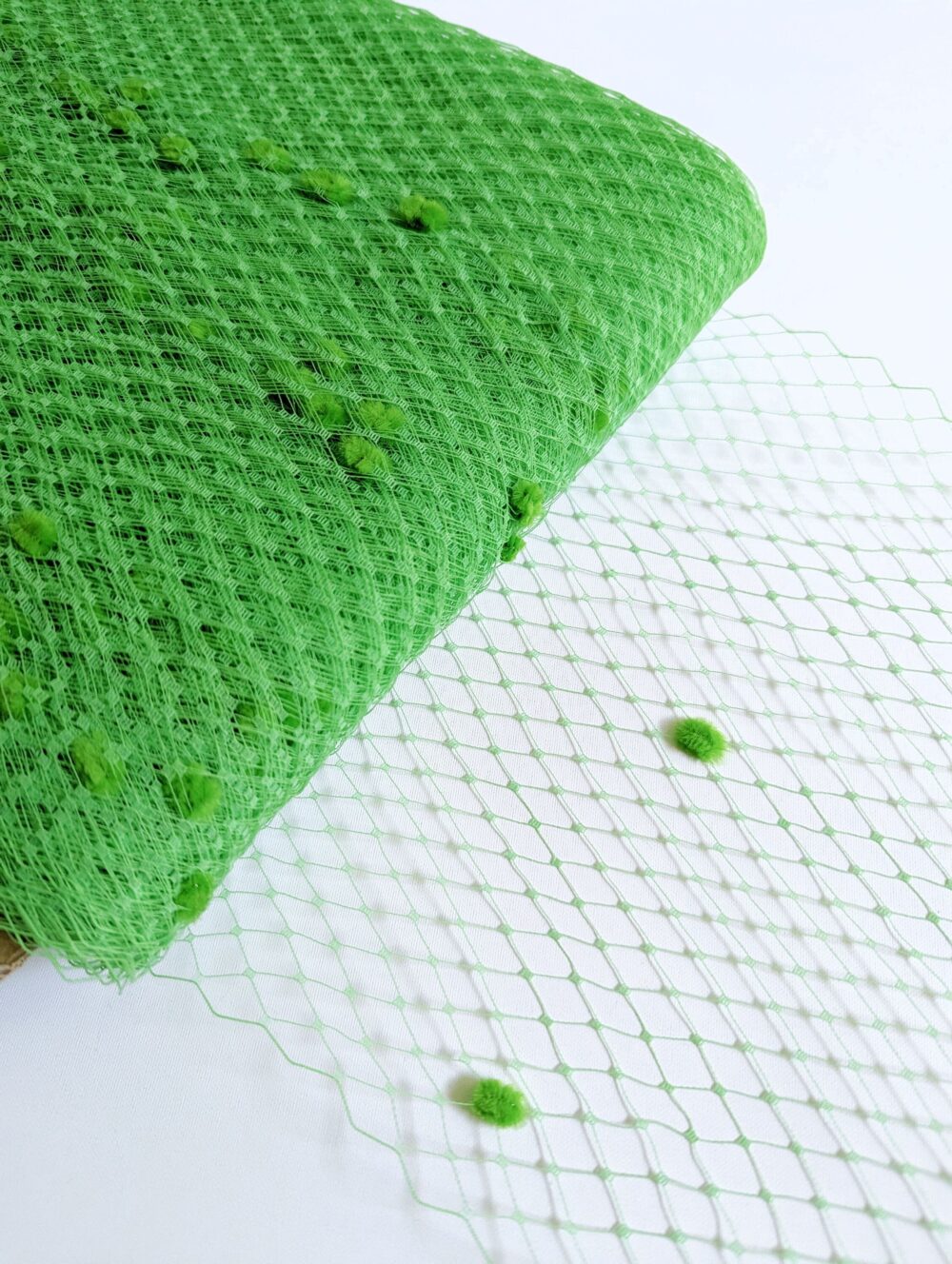 9 Inch Sour Apple Green Dot Veiling For Hats Millinery Supply Chenille Birdcage Russian French Net Diy Veils Blushers Fascinator