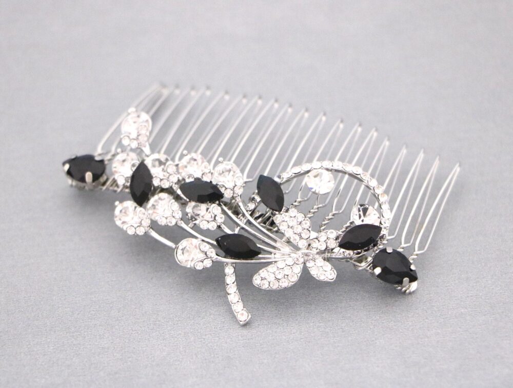 Blue Crystal Bridal Comb Silver Wedding Hair Comb Pearl Side Back Rhinestone Jewelry Navy Blue Haircomb