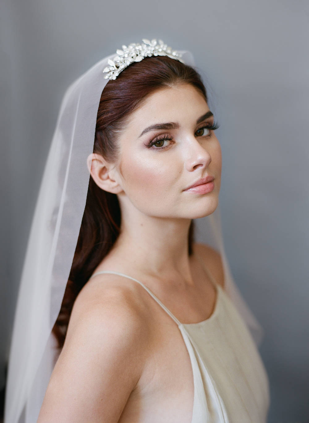 Gold Bridal Tiara, Comb, Gilded Silver Crown, Wedding Hair Rhinestone Tiara 1703