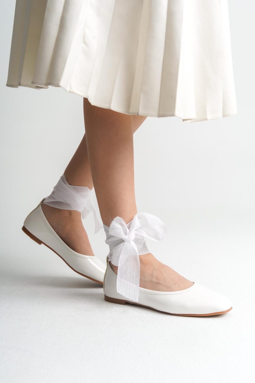 Bridal Flats, Shoes, Wedding Ballet Ankle Strap Heels, Women's White Low Evening Shoes