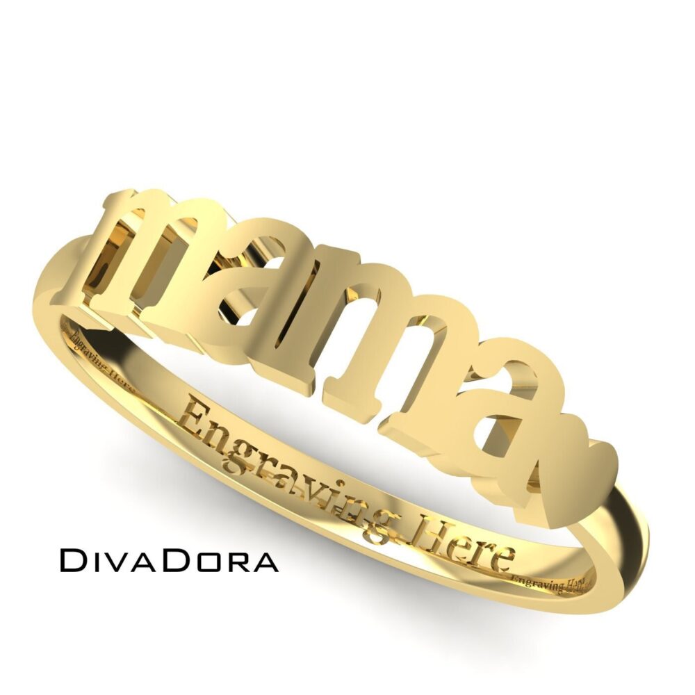 14K Solid Gold Mama Ring, Gift For Mom, Mother's Day, Silver Or Gold, Pr100