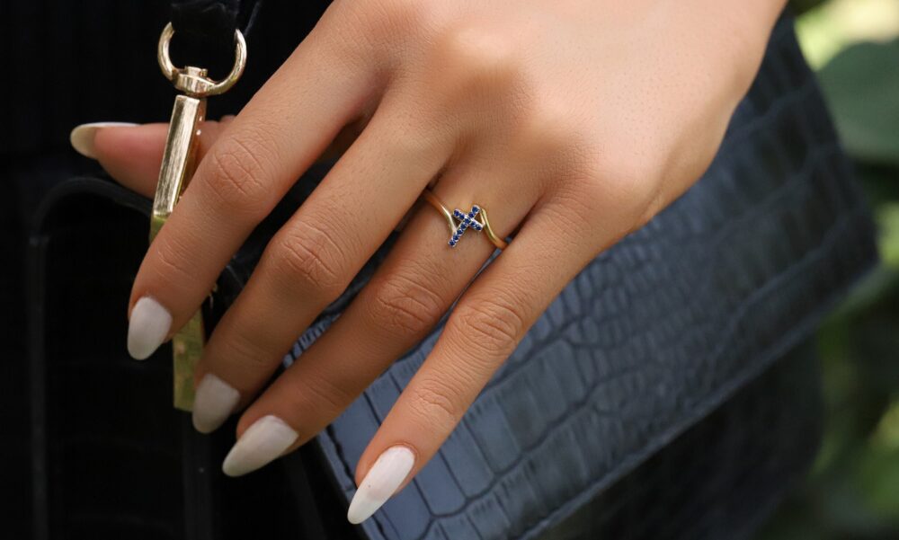 Christian Jewelry Silver Gold Rose Filled Band Cross Religious Minimalist Birthstone Ring Baptism For Mom Mother Wife Girl