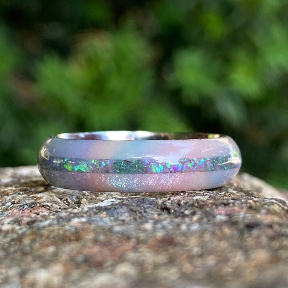 Diamondcast Ring Opal USA Made Custom Cobalt Wedding Band