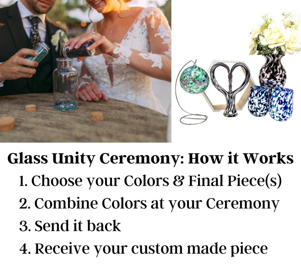 Wedding Unity Glass - Wine Blessing Ceremony Keepsake With Blown Piece Interfaith Blended Family