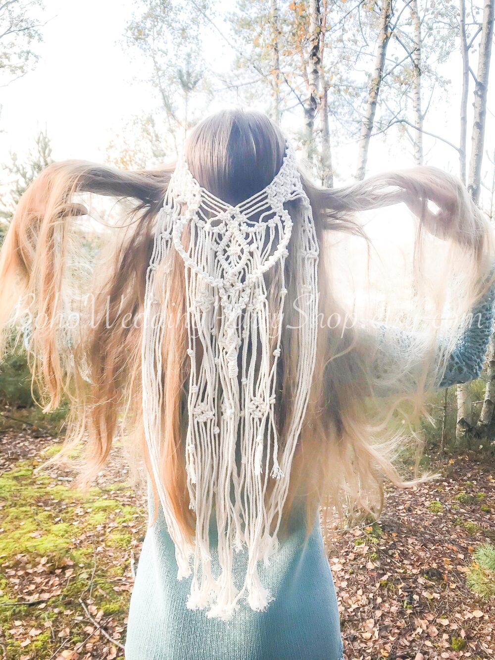 Macrame Veil, Wedding Boho Hairpiece, Bohemian Bridal Shower Accessory, Headband, Unique Veil