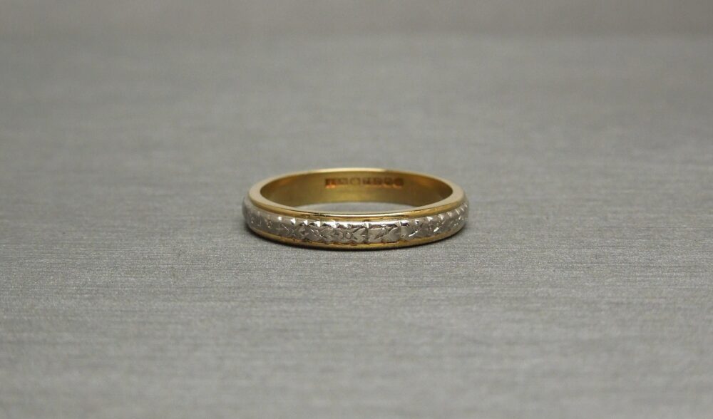 Art Deco Estate C1920 18K Two Tone Gold Roman Style Eternity Wedding Band/Sz 6 - 6.25