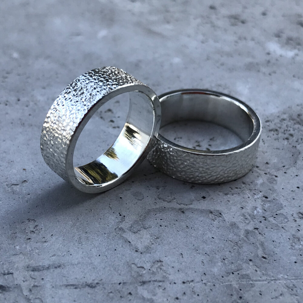 Wedding Rings Band, Set, Unique Bands, His & Her Rings, Silver Bands